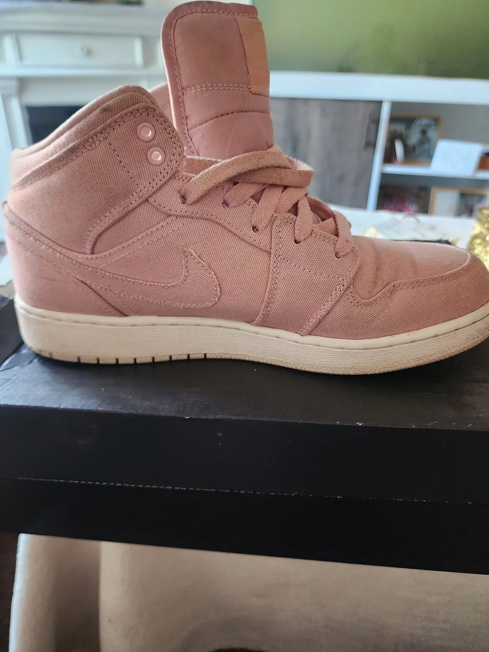 Jordan Kids Pink Canvas High-Top Sneakers